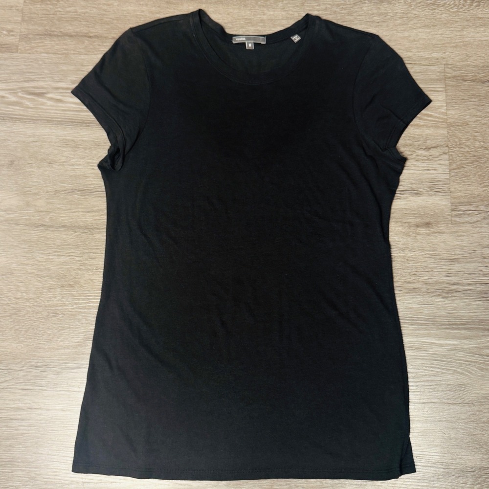 Vince Womens Pima Cotton Modal Crew Neck Short Sleeve Tee Black M VR56580370